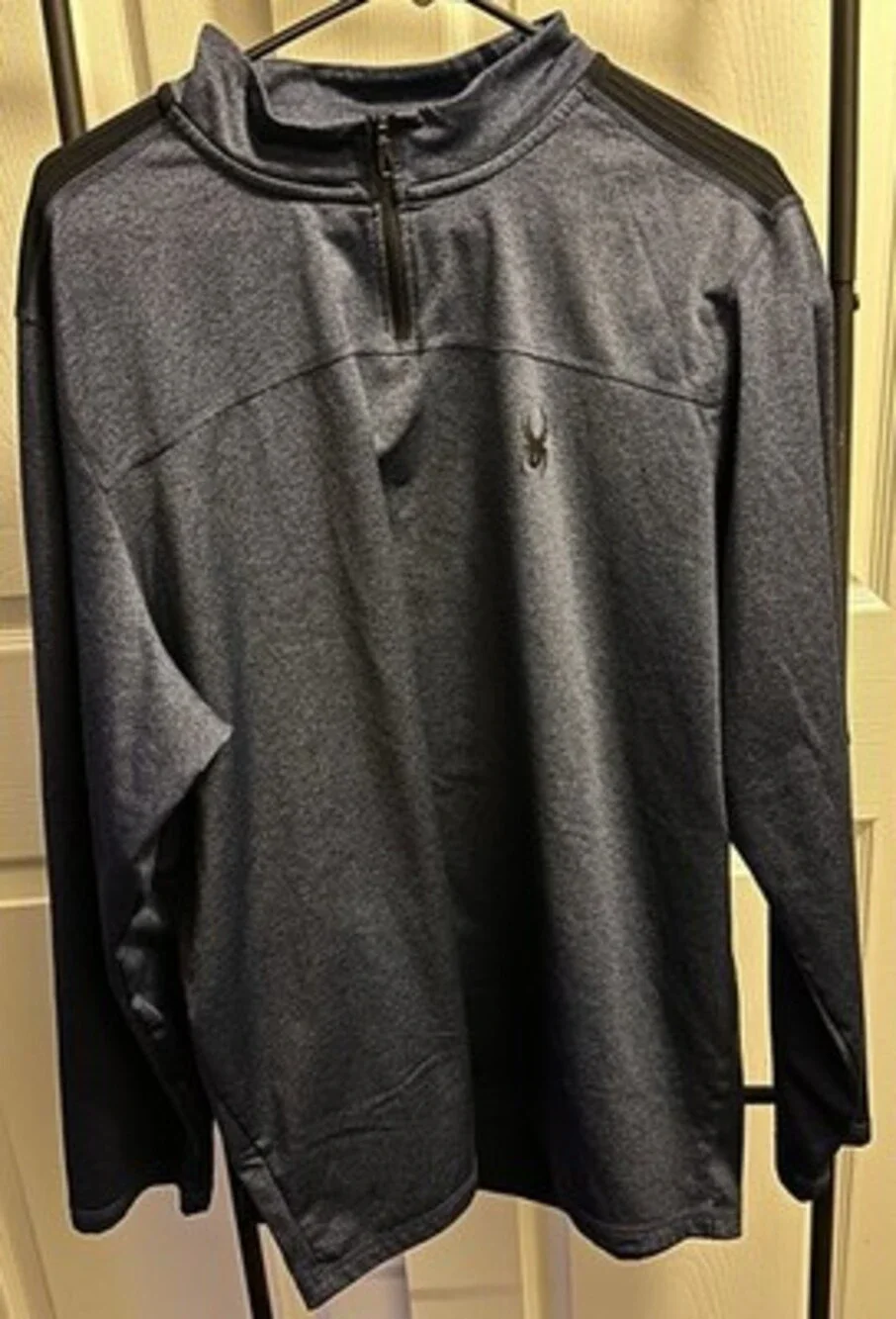 Spyder Active Men's XL Blue 1/4 Zip Mock Neck Pullover Stretch Poly/Spandex